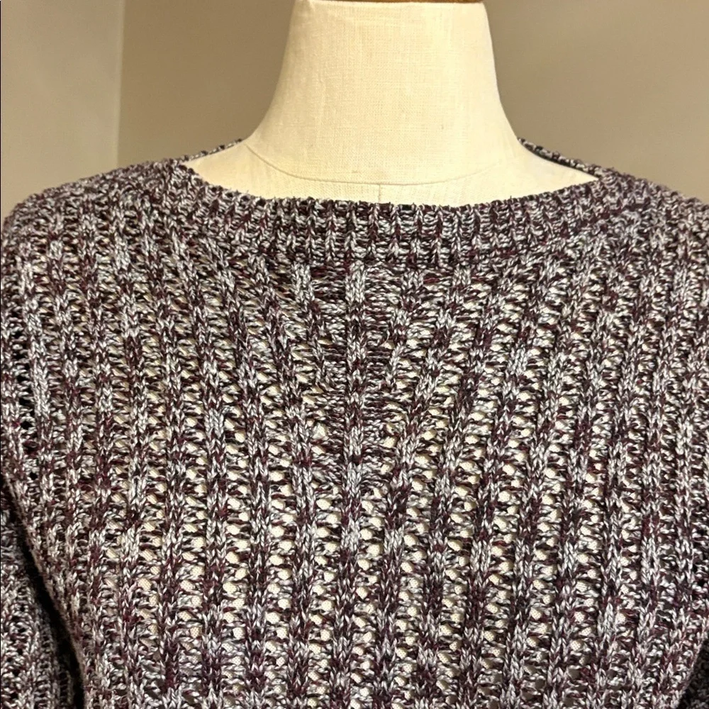 John + Jenn Textured open Knit Sweater Juliette long sleeves Purple gray size S
